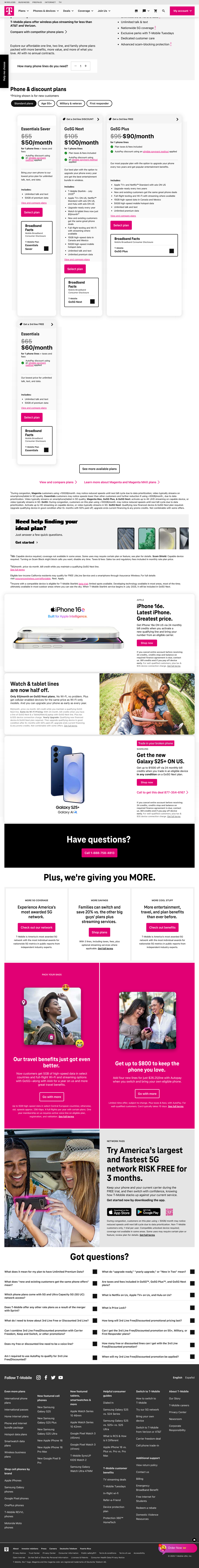 Our Best Unlimited Data Cell Phone Plans Compare Go5G Plan Deals - Plus ...