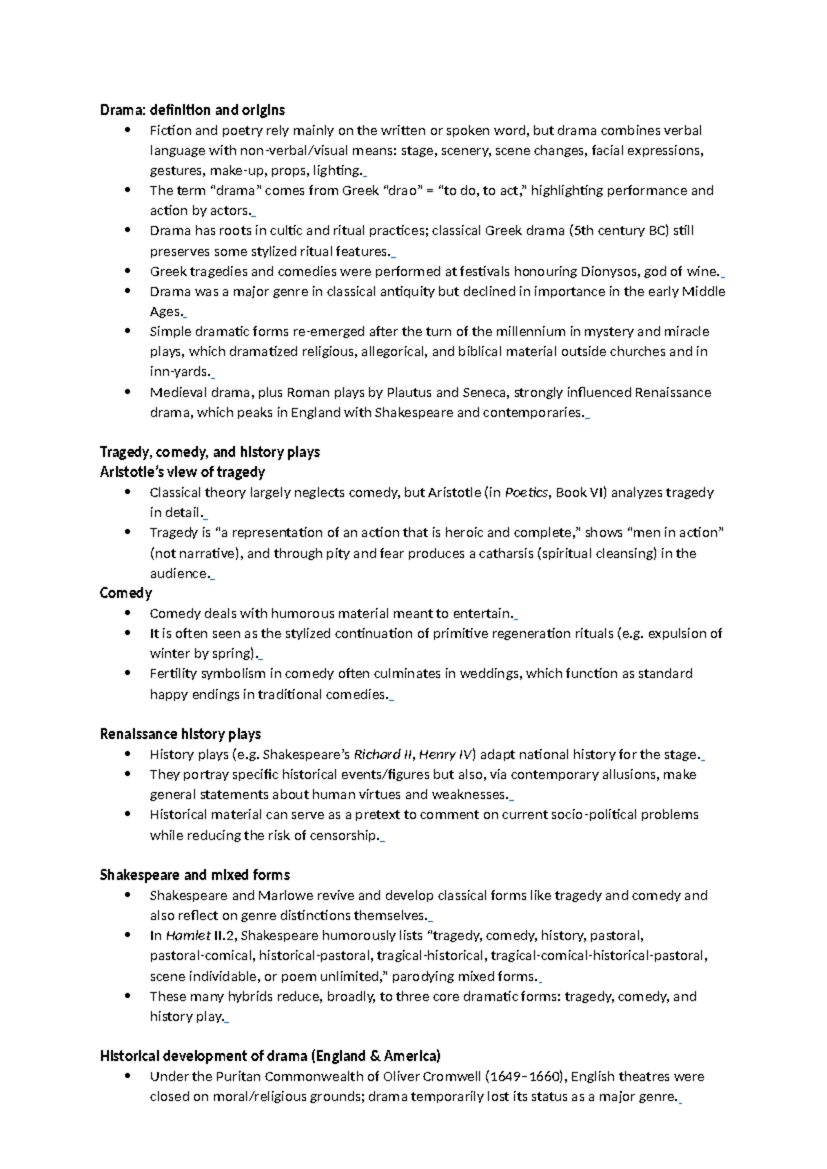 Drama Notes: Definition, Origins, and Evolution of the Genre - Studocu