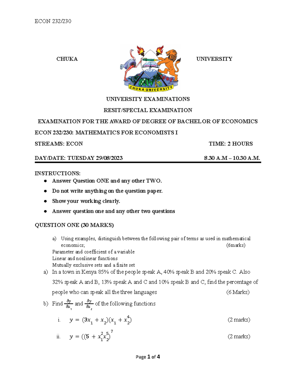 ECON 101: Final Exam Notes on Mathematics for Economists - Studocu