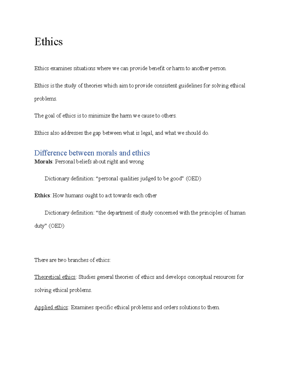 Ethics Lecture Notes (PHIL 101): Key Theories and Concepts Explained ...