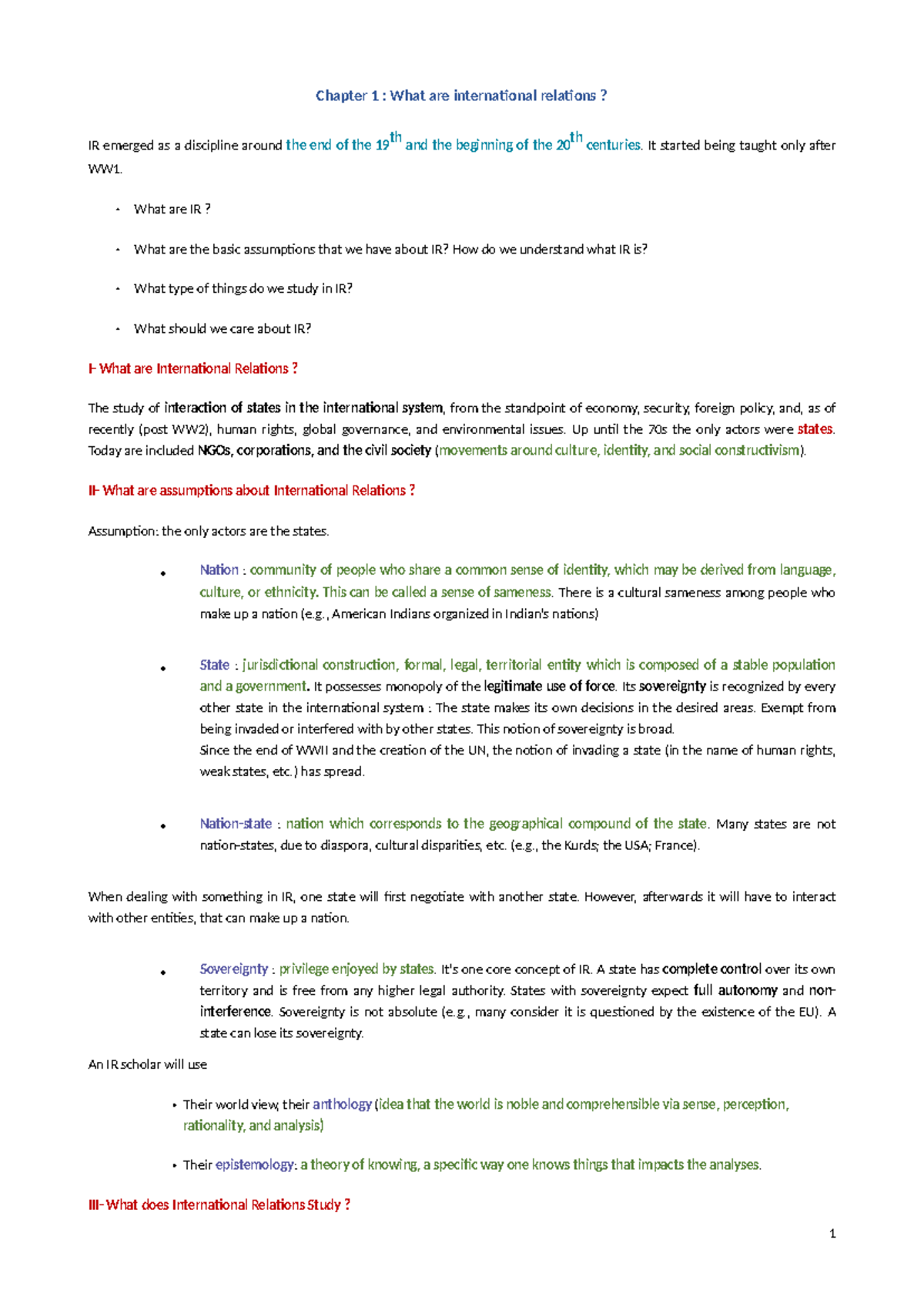European International Relations - Chapter 1 : What are interna rela ...