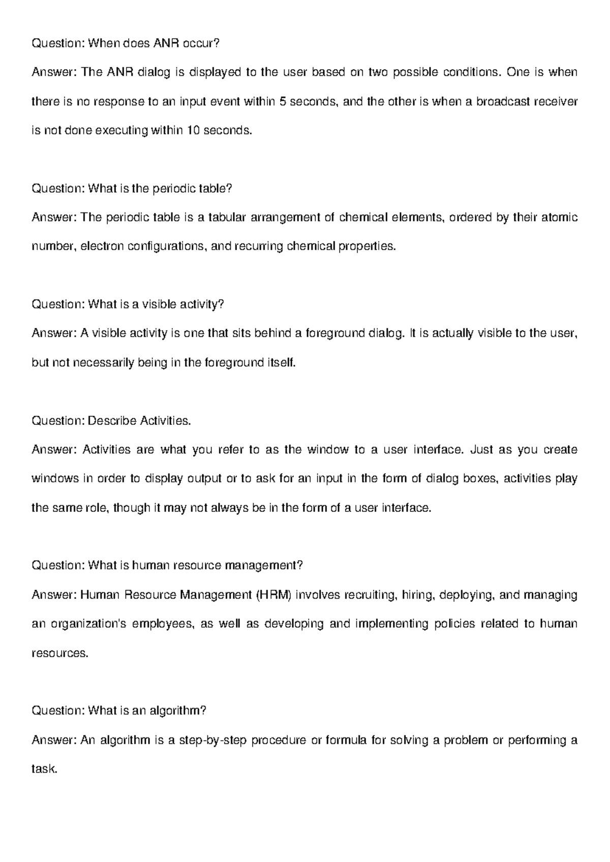 Understanding key concepts in ANR, periodic table, activities, and HRM ...