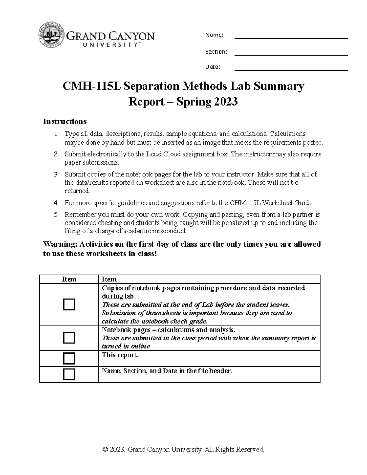 CMH-115L Separation Methods Lab Report Summary - Spring 2023 - Studocu