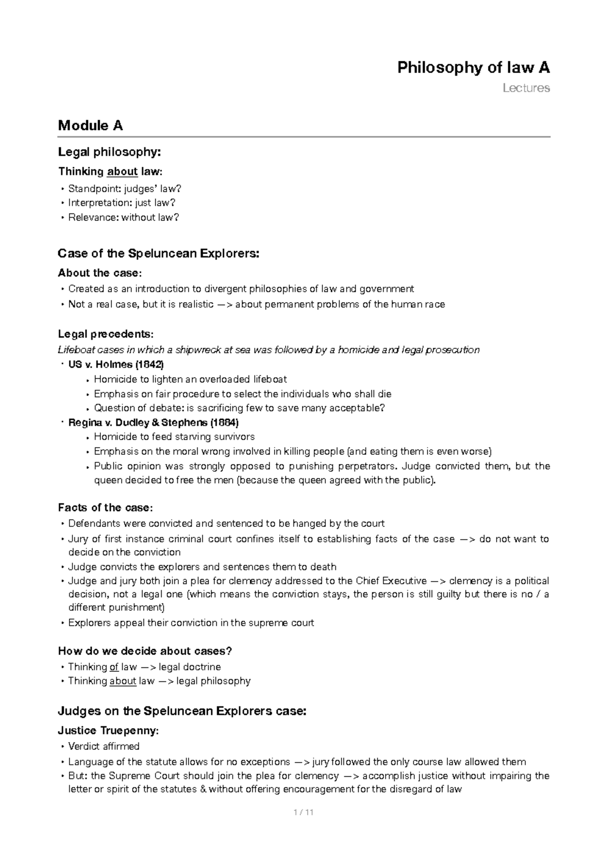 Legal Philosophy (A): Midterm Study Notes on Case Analysis and Theories ...