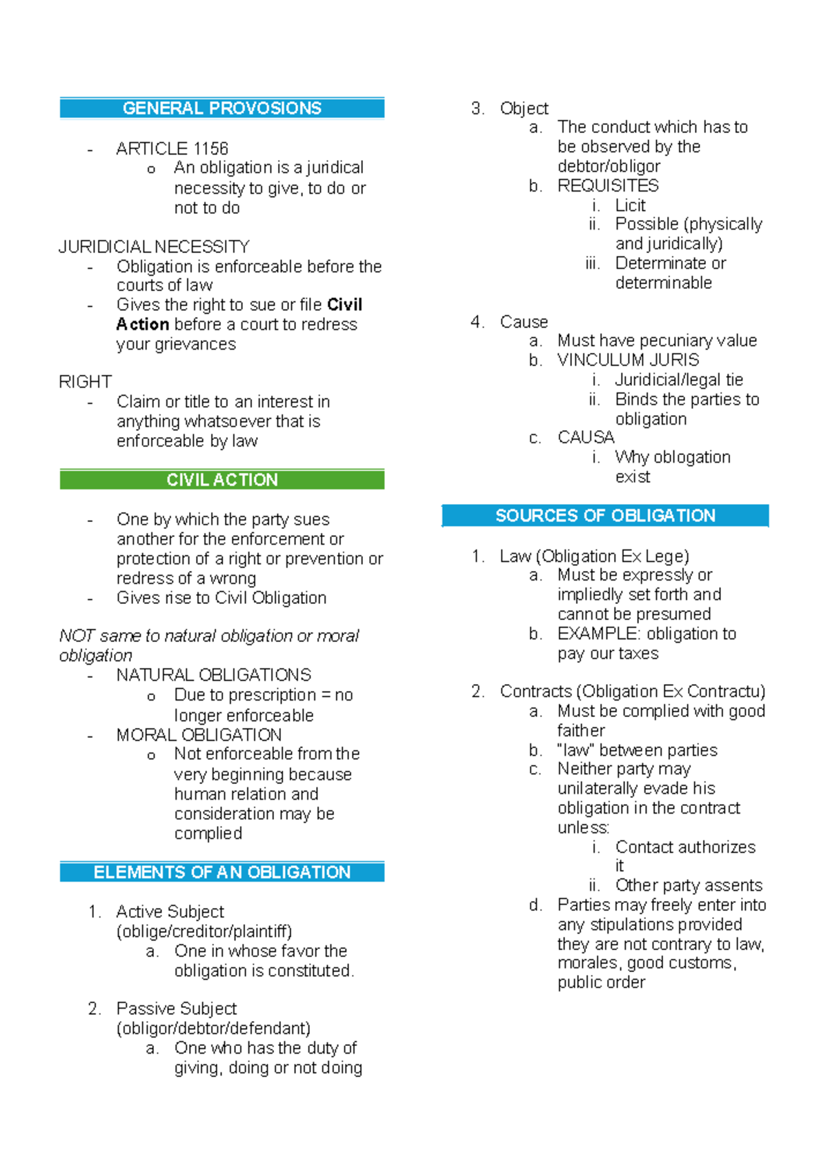 General Provisions - Obligation Review Notes (LAW 101) - Studocu