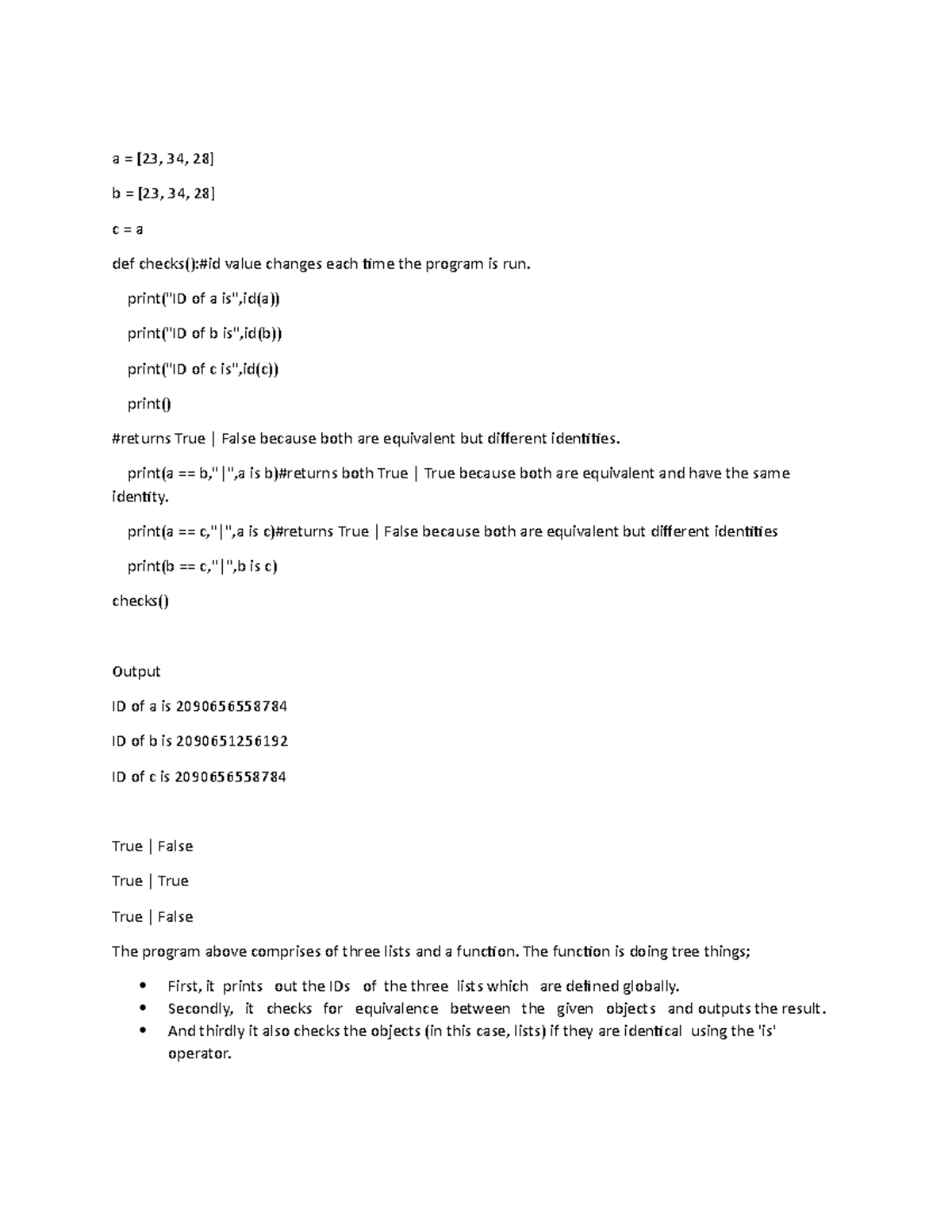 PYTHON 101: Discussion on Object References and Aliasing in Lists - Studocu