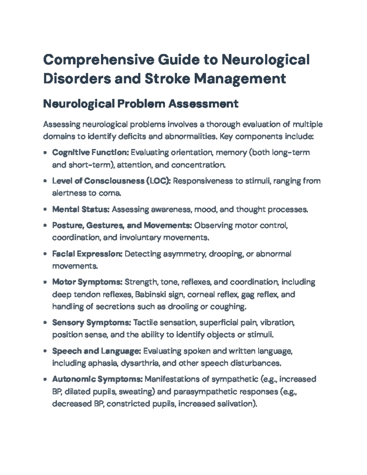 NUR-311 Midterm Study Guide: Neurological Care & Stroke Assessment ...