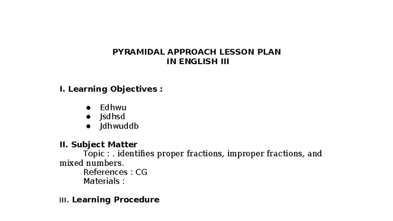 5E Lesson Plan: Understanding Fractions in Math (ENG I) - Studocu
