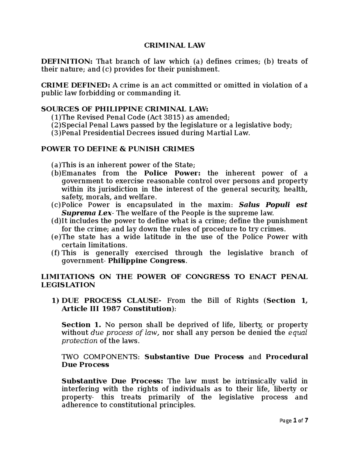 Reyes Criminal Law Overview - CRIM 101 Essentials and Key Concepts ...