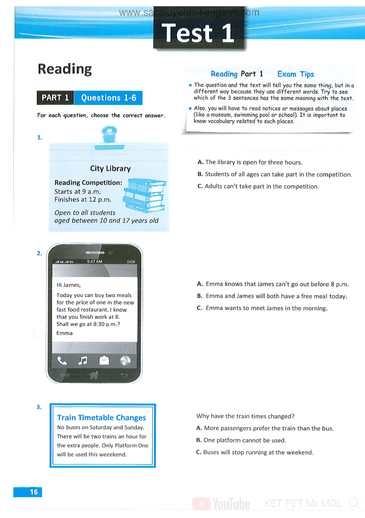 TEST 1 - A2 - đsfsfsfsdsfs - Test 1 Reading Reading Part 1 Exam Tips ...