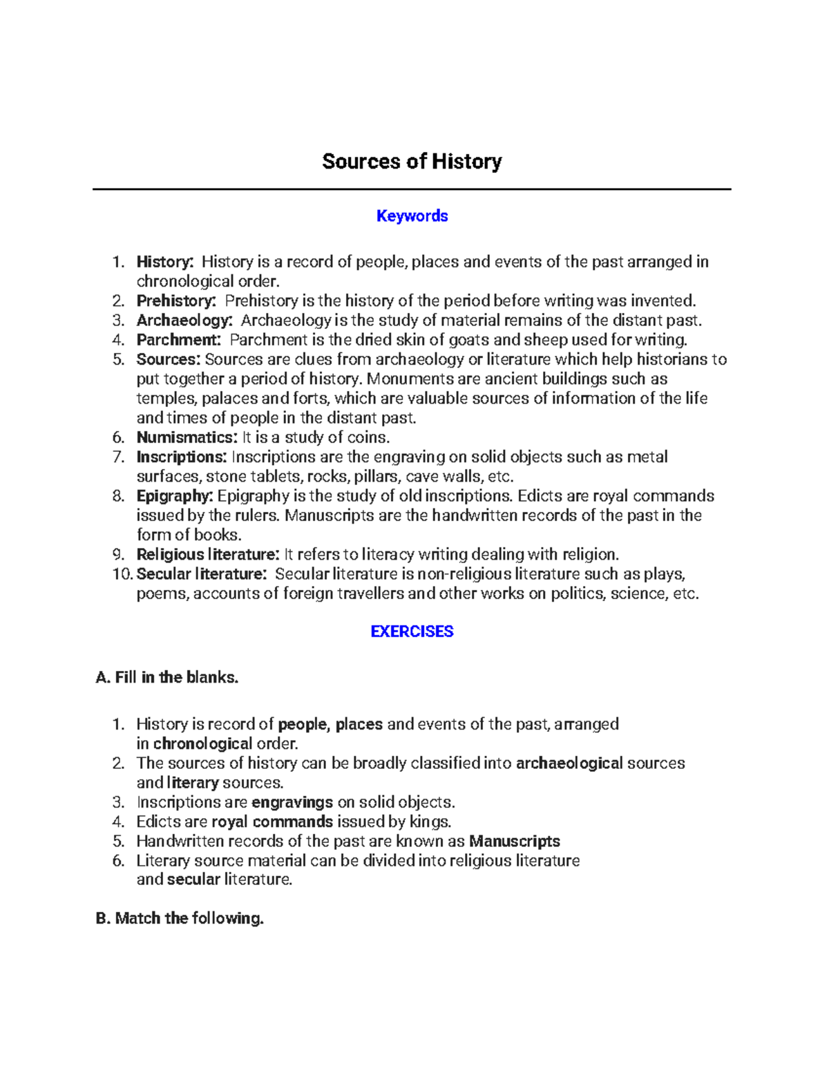 Sources of History: Understanding Key Concepts and Terms - Studocu