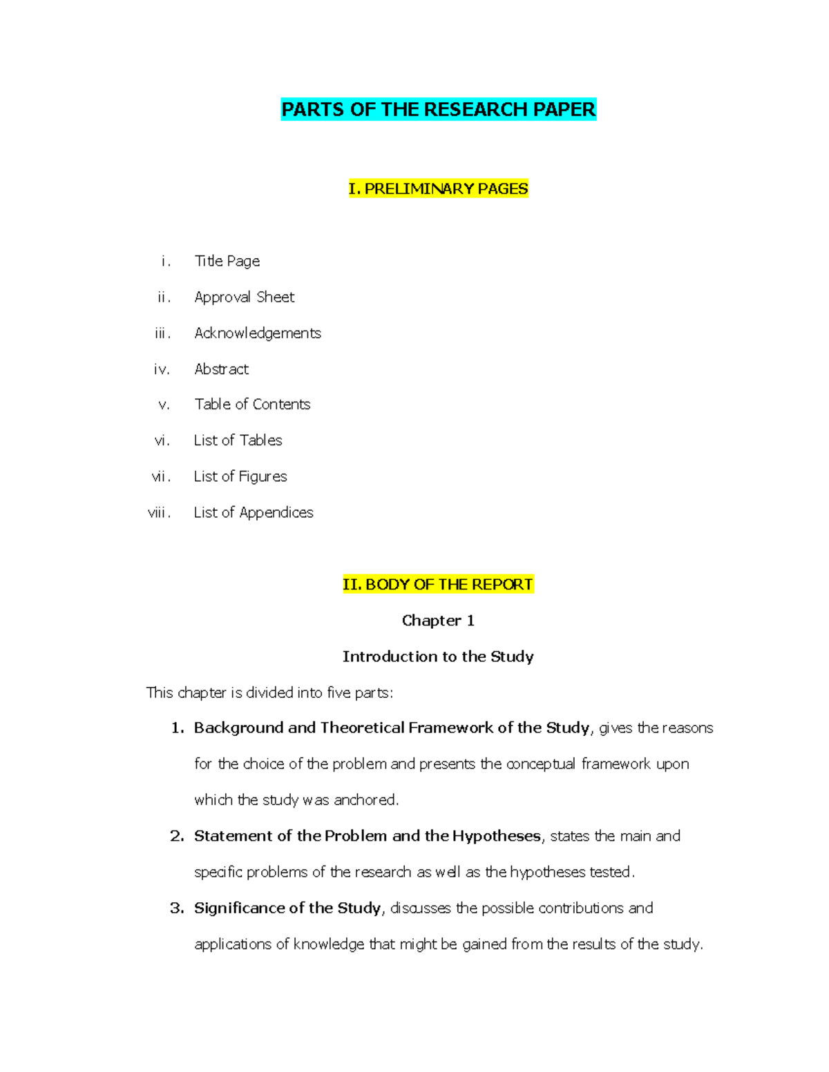 Parts of a Research Paper - Structure & Components Overview - Studocu