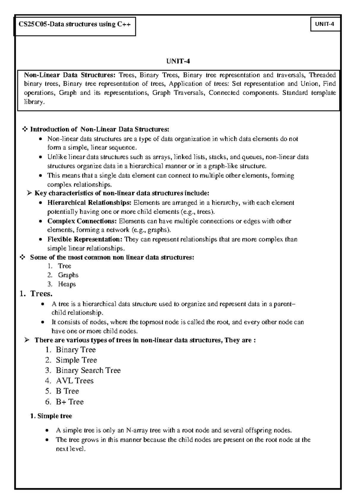 DS 4: Comprehensive Notes on Data Structures - Trees & Graphs - Studocu