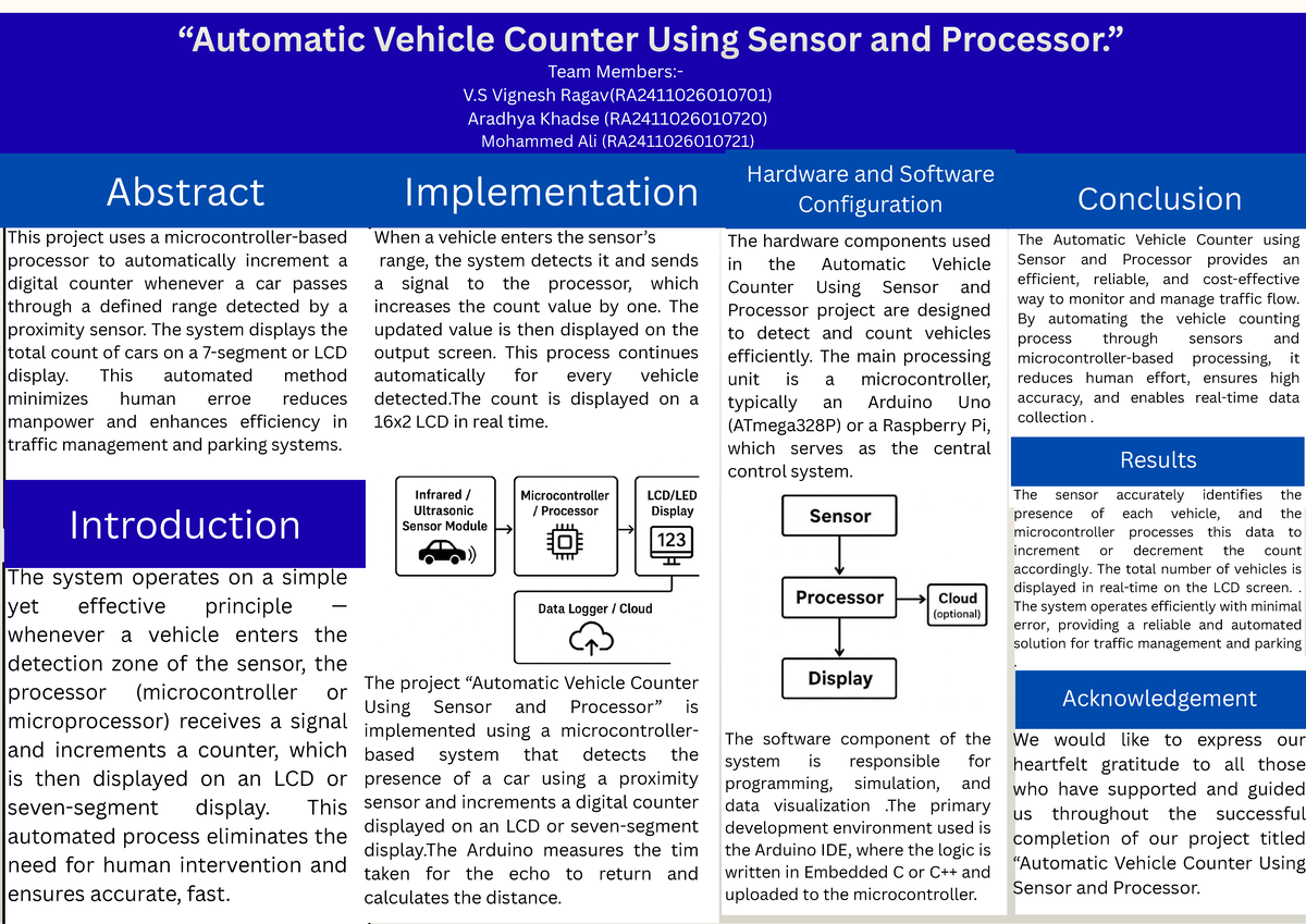 Vehicle Counter Project (RA2411026010701) - Sensor-Based System ...