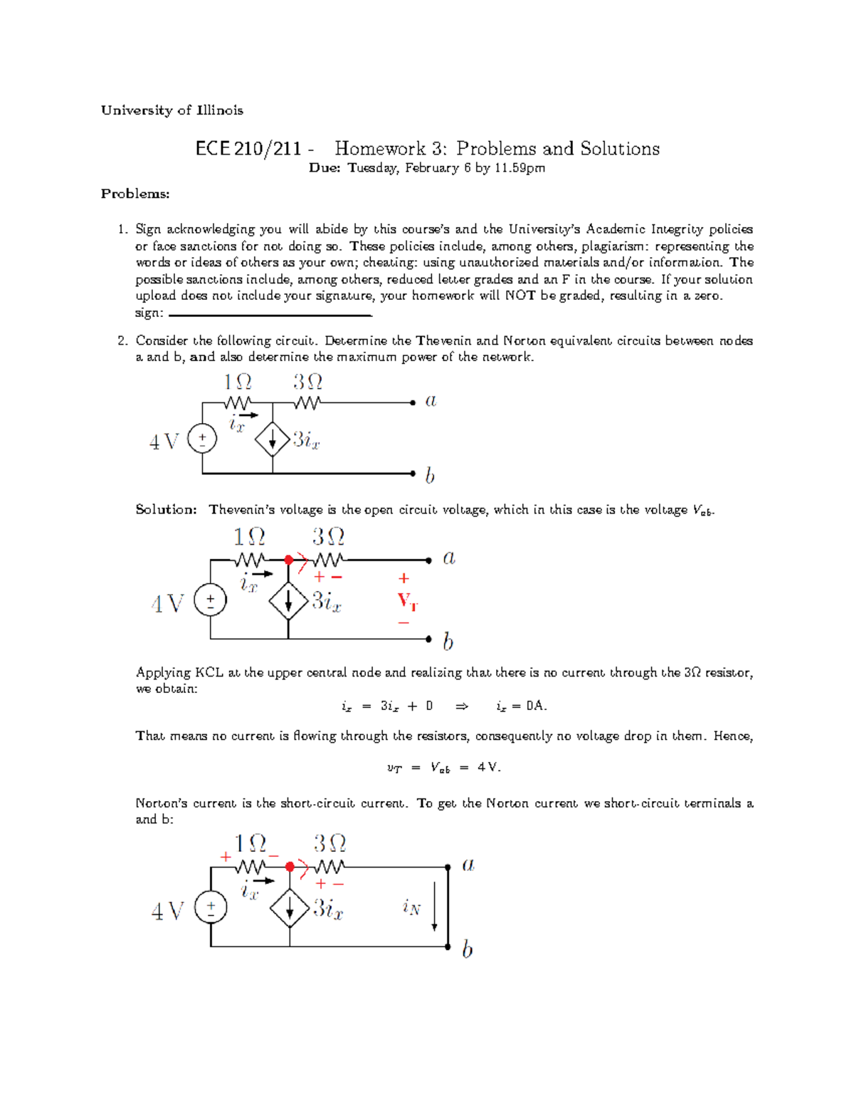 ECE210 SP24 HW03 Solutions - Thevenin & Norton Circuit Analysis - Studocu