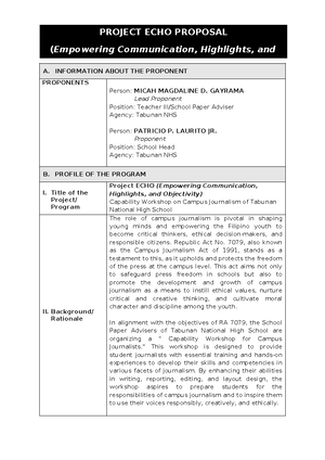 CBAR Template - 1 Profiling Early Childhood Education in a Philippine ...
