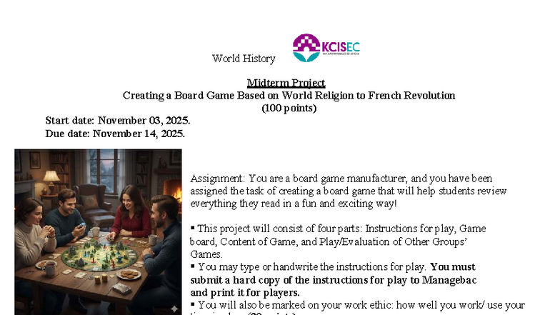 World History Midterm Project: Board Game on Religion & Revolution ...