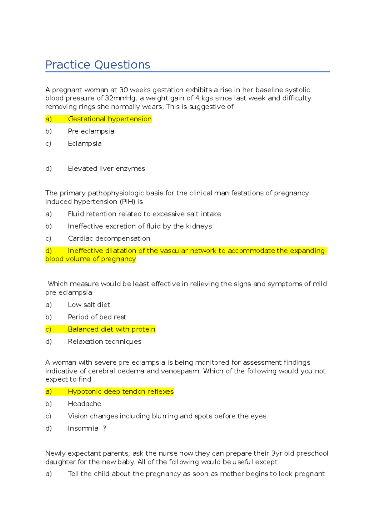 Nursing Practice Questions for Effective Patient Care Strategies - Studocu