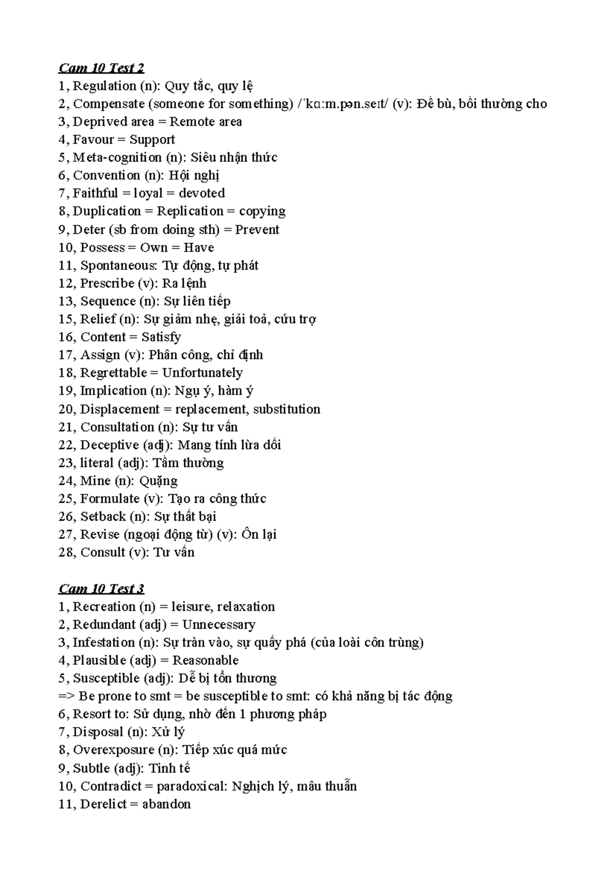 Cam 10 Test 2 Vocabulary Notes and Definitions - Studocu