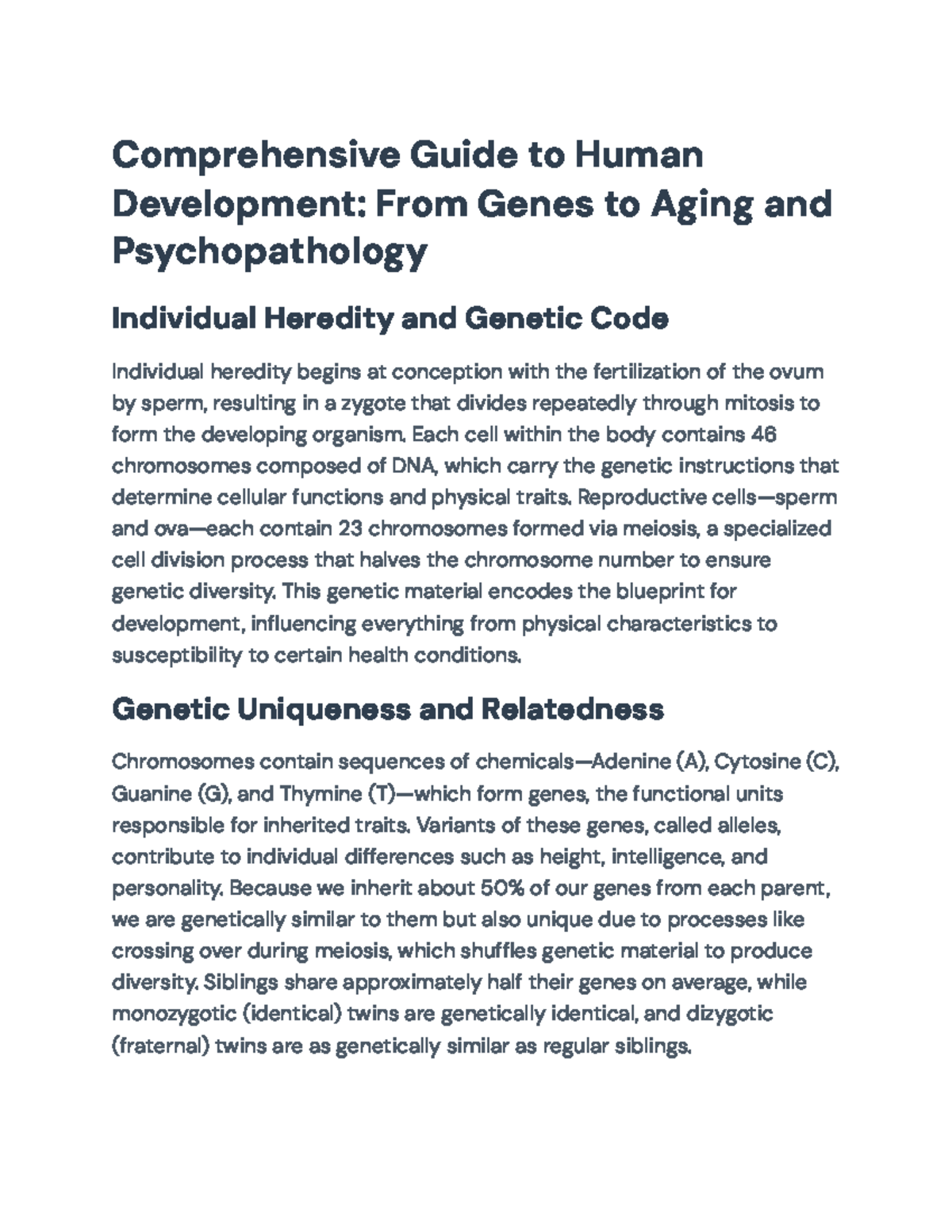 Comprehensive Guide to Human Development: Genes to Aging ...