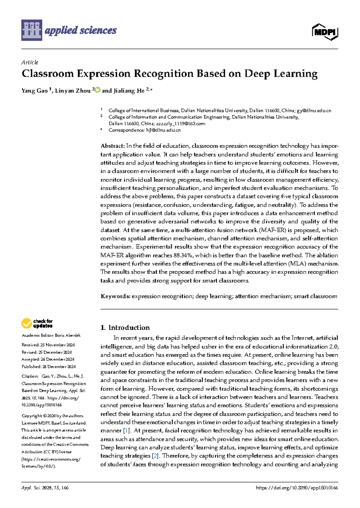 Classroom Expression Recognition Using Deep Learning Techniques (Appl ...