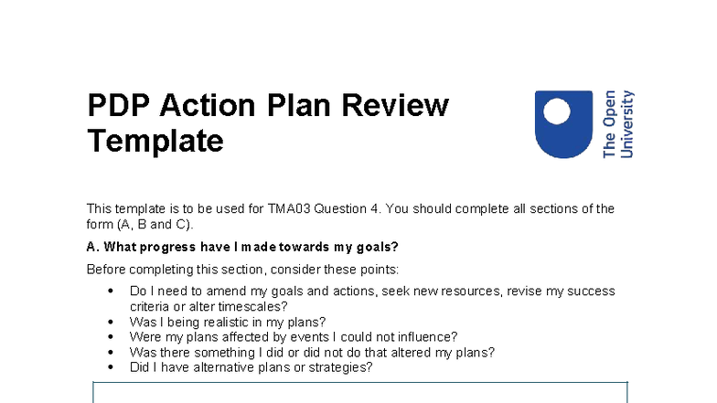 TM111 PDP Action Plan Review Template for TMA03 - Studocu