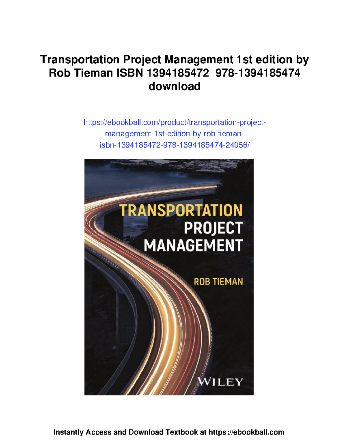 Transportation Project Management: A Comprehensive Guide (1st Ed ...