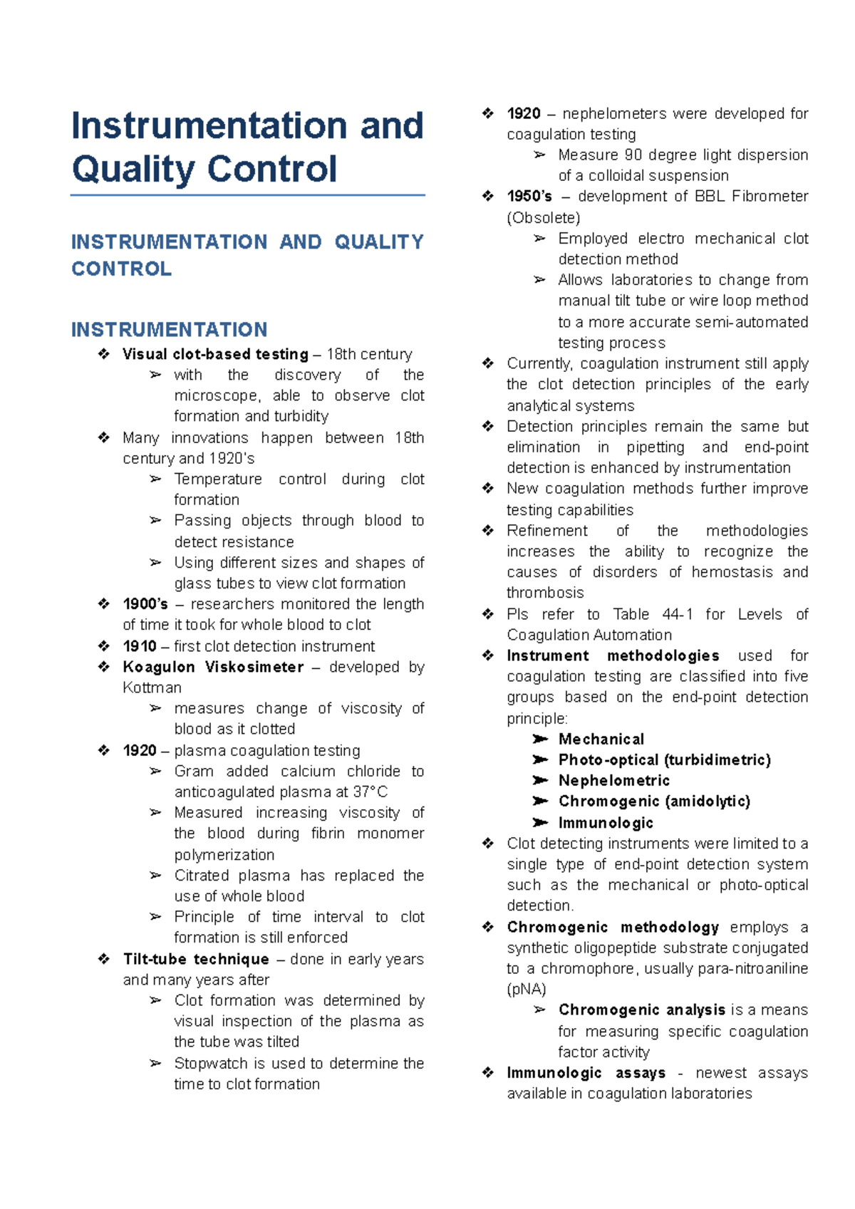 Instrumentation and Quality Control Transes - Instrumentation and ...