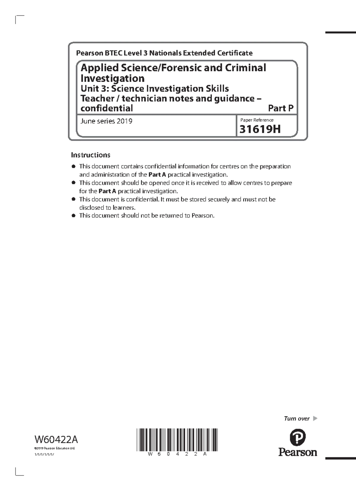 Mark Scheme for BTEC Applied Science (31617 H/1C) Unit 1 - Jan 2024 ...