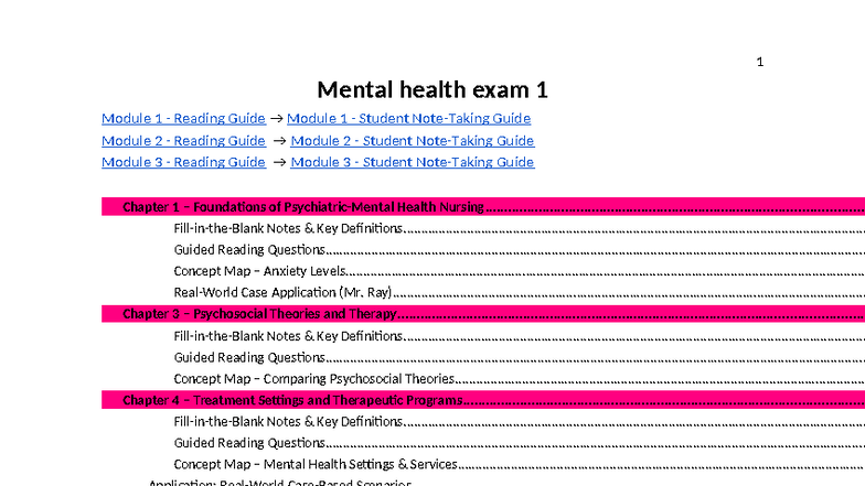 Mental Health Nursing Exam 1: Comprehensive Study Guide and Key ...
