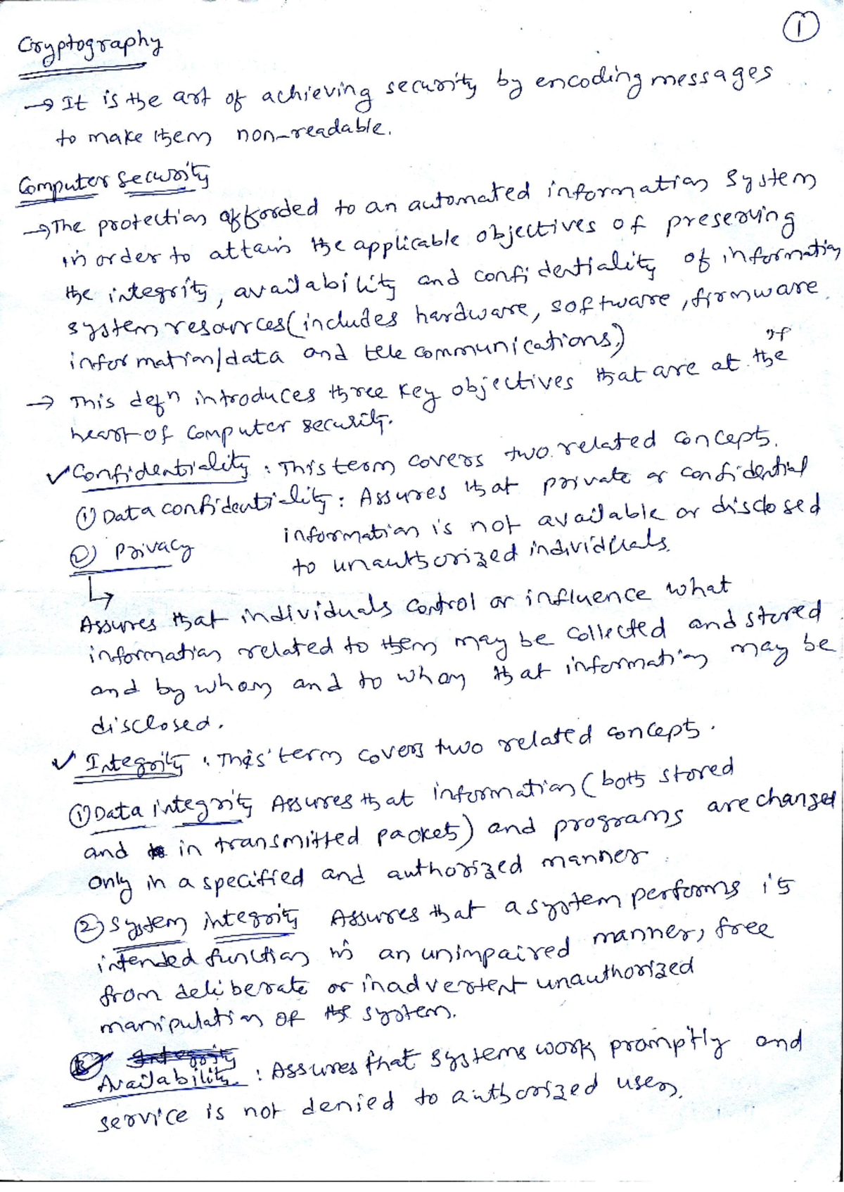 CNS Unit-1 Complete Handwritten Notes for Study - Studocu