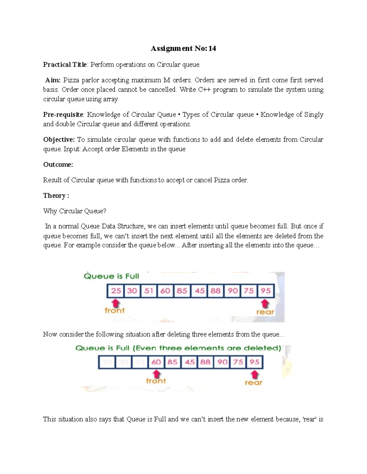 Assign 13 Circular queue - Assignment No: Practical Title: Perform ...