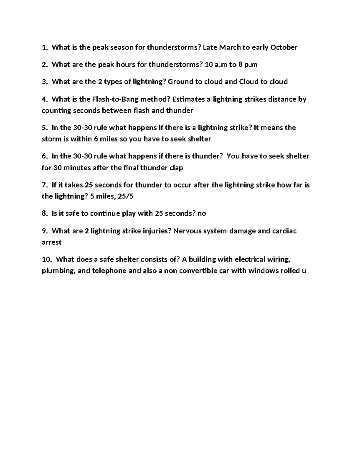 Lightning Safety Guidelines and FAQs - Studocu