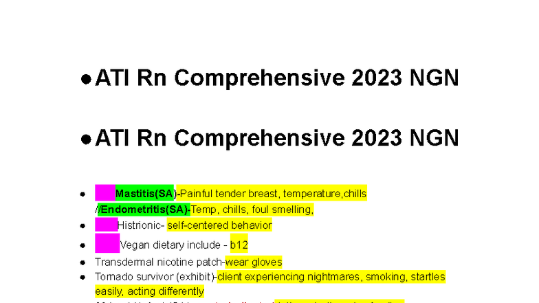 ATI RN Comprehensive 2023 NGN Study Guide and Notes - Studocu