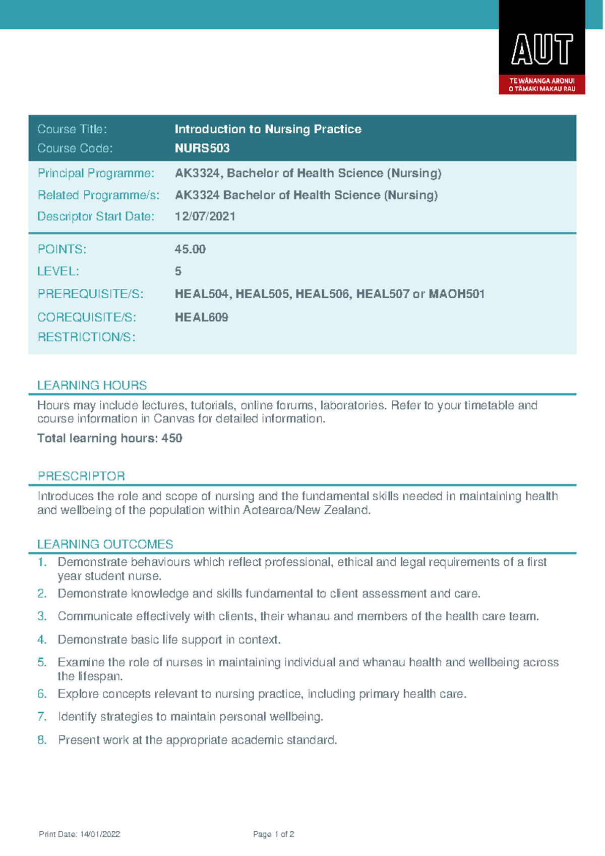 NURS - Introduction to Nursing Practice Course Overview and Details ...