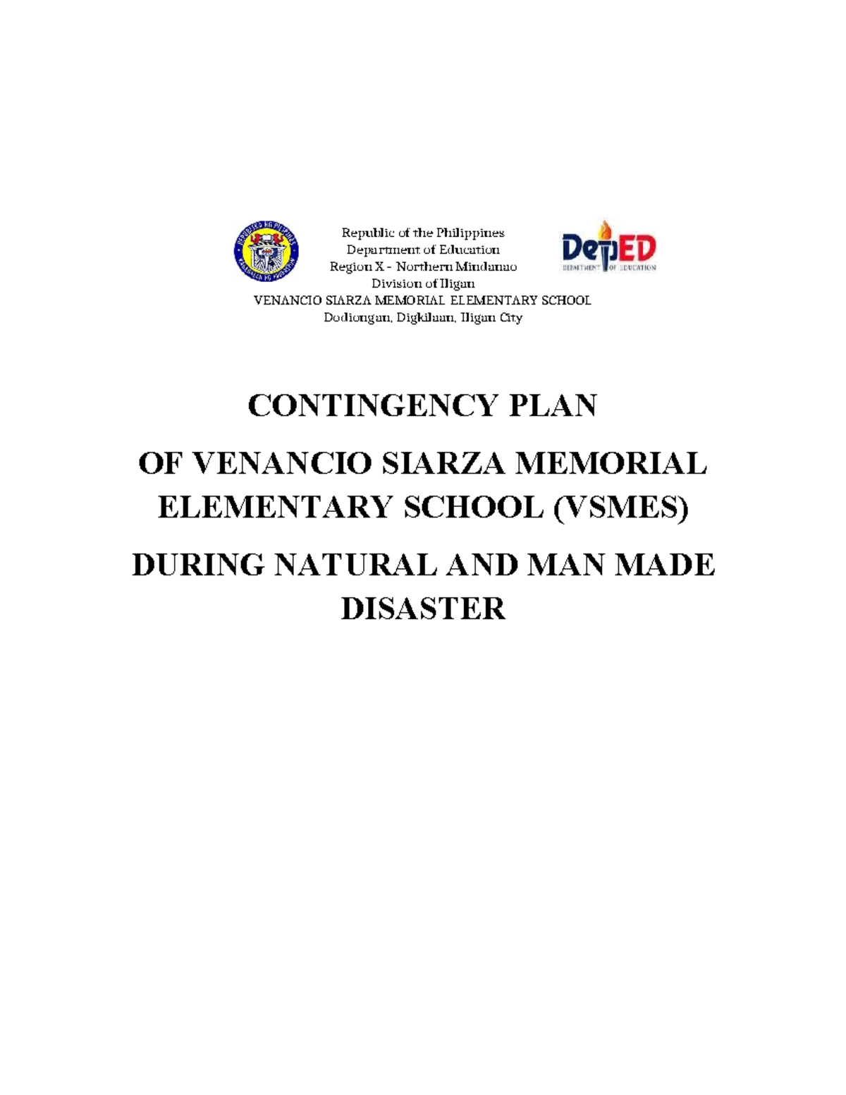 Atth5 Contingency Plan-School - Republic of the Philippines Department ...