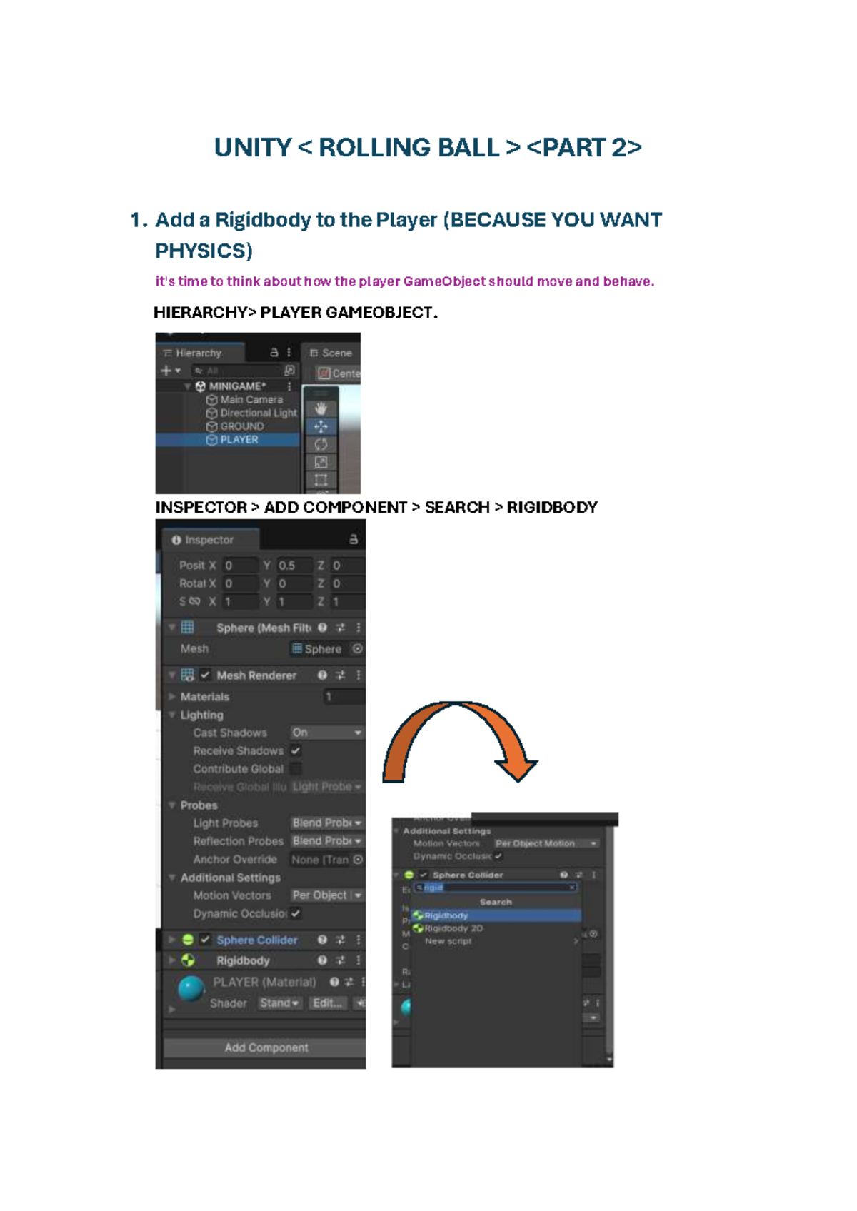 Unity Rolling Ball 2: Player Movement Setup and Physics Integration ...