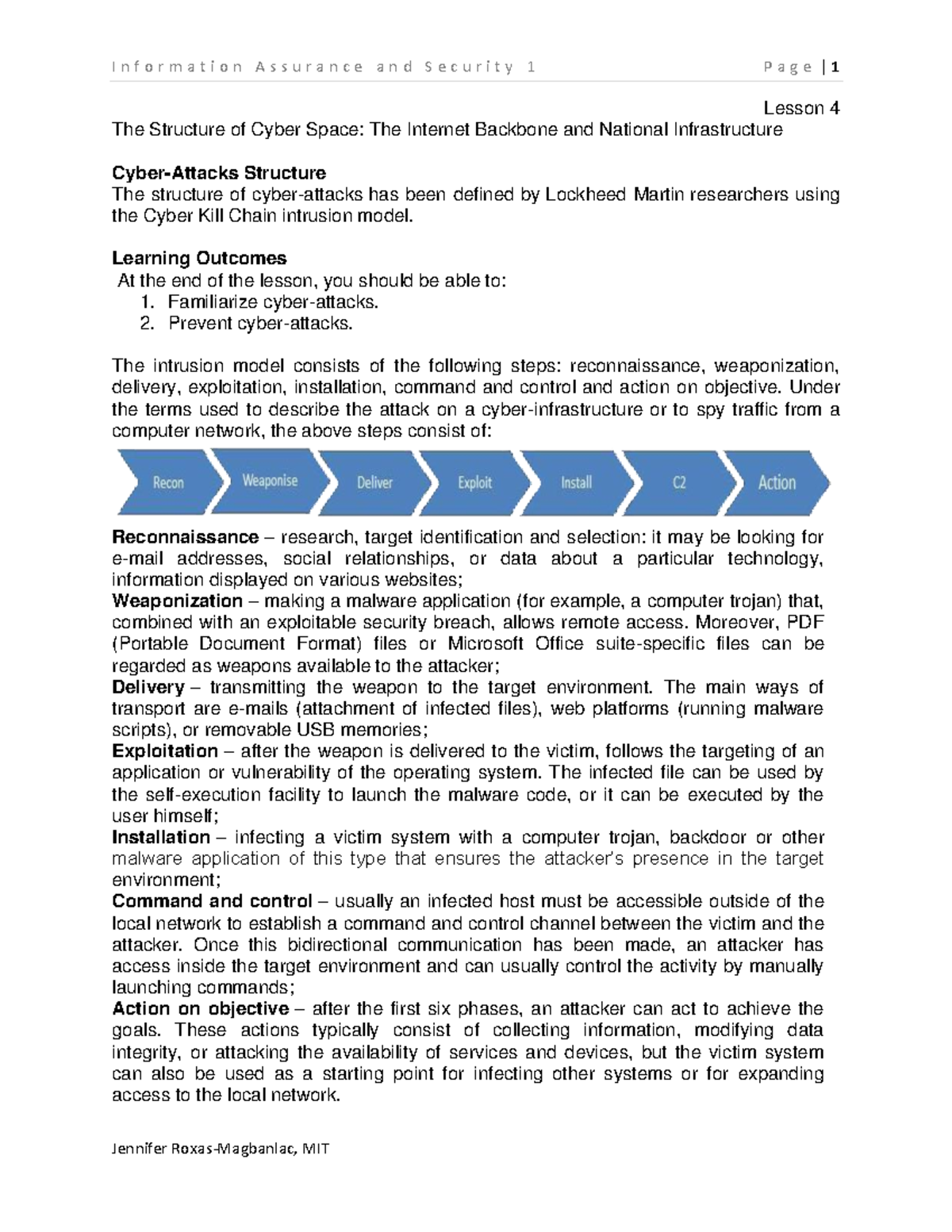 Information Assurance and Security: Lesson 4 on Cyber-Attack Structure ...