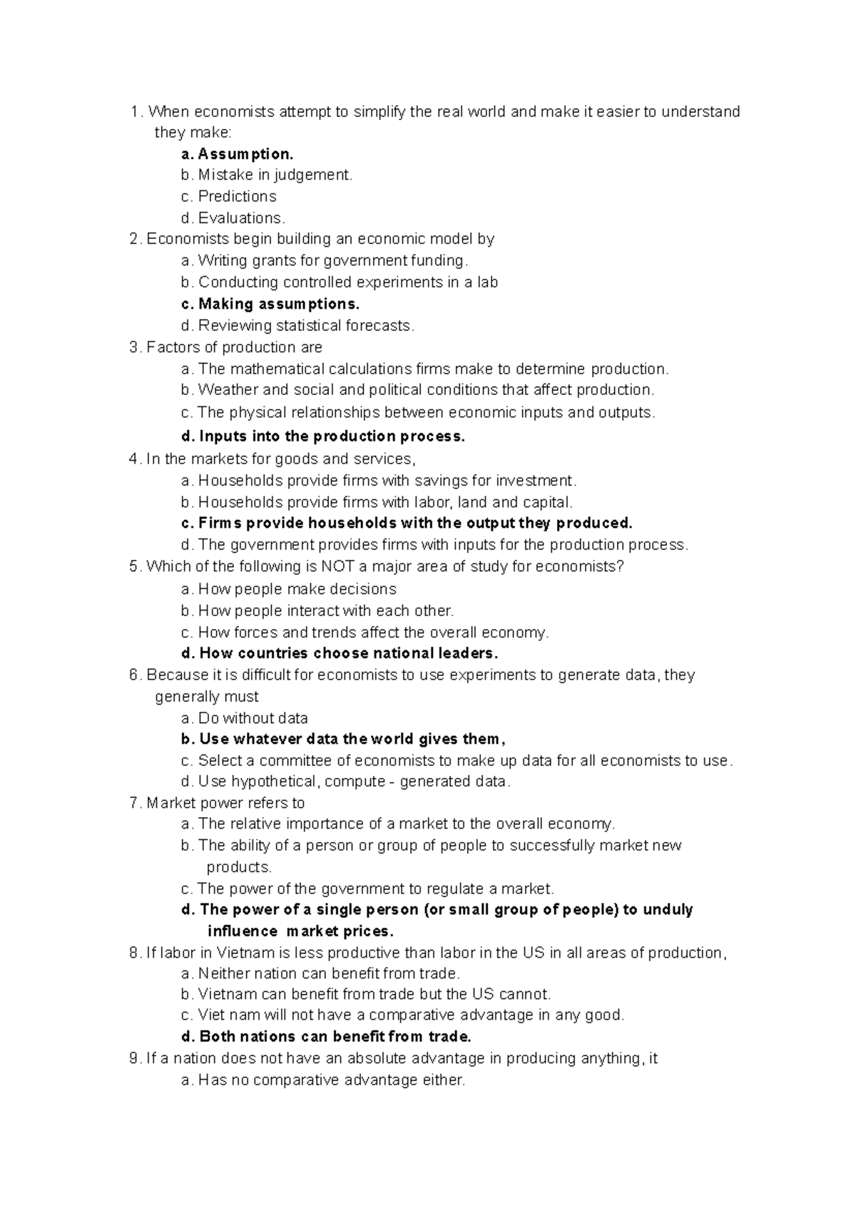 ECO 101: Practice Exam 1 with Answers on Economic Concepts - Studocu