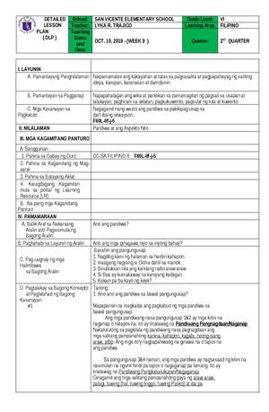 Lesson Plan in Filipino 5-observation - Lesson Plan in FILIPINO 5 ...