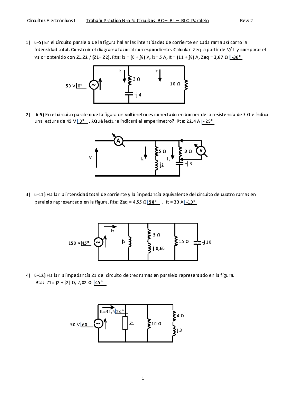TP 817017652: Circuitos RC, RL, RLC Paralelo - Ejercicios Resueltos ...