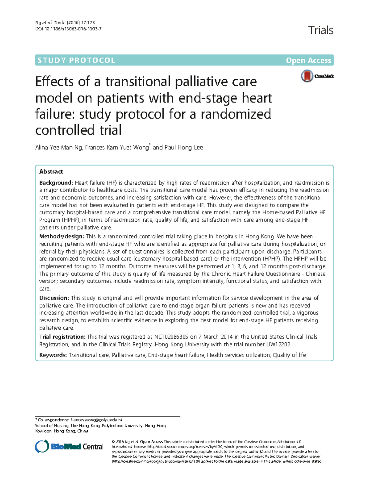 Effects of Transitional Palliative Care on Heart Failure Patients ...