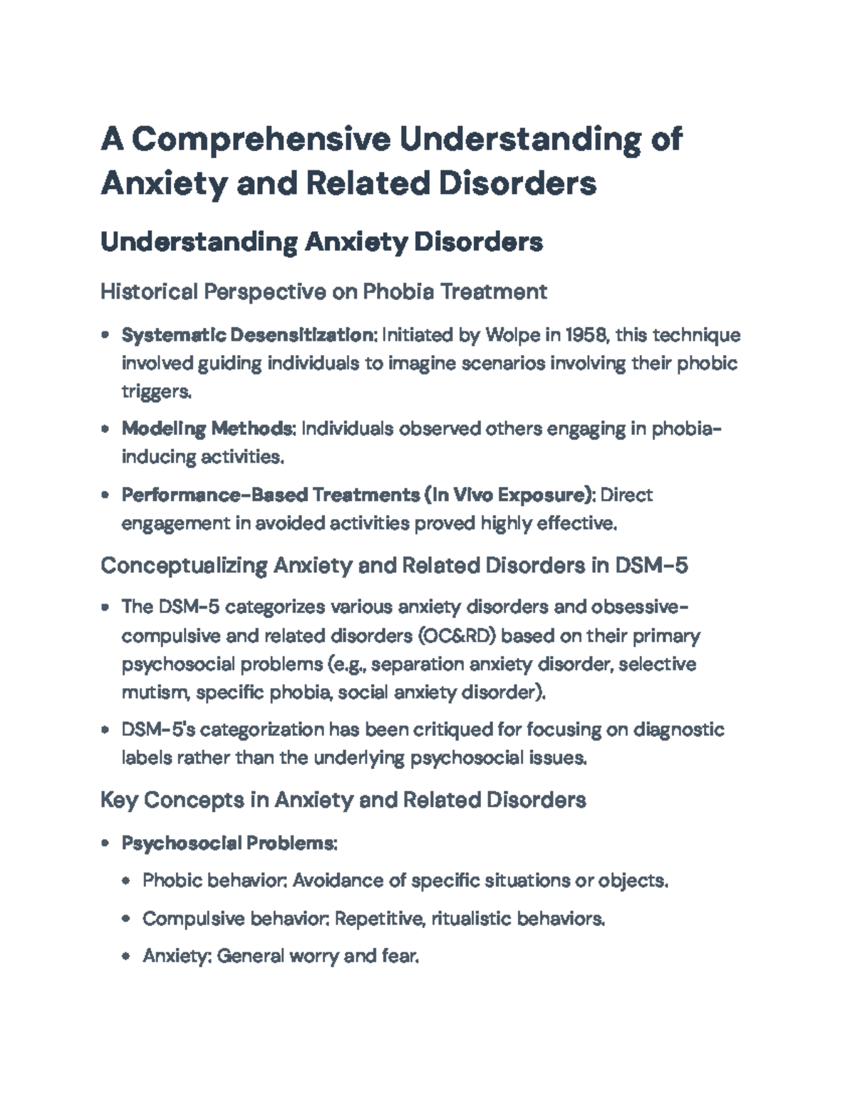 Comprehensive Analysis of Anxiety Disorders and Treatment Methods - A ...
