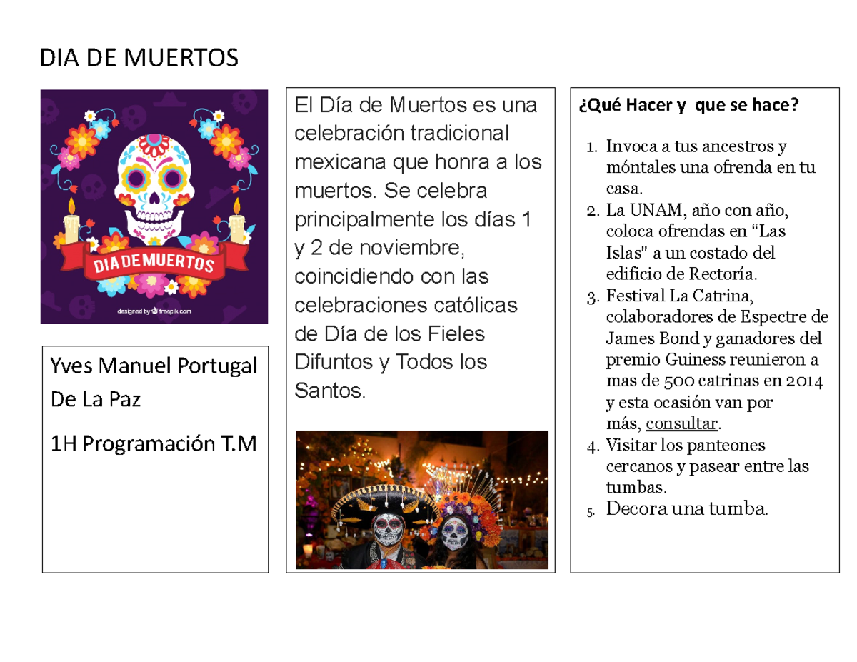 392360532 Dia de Muertos Triptico - DIA DE MUERTOS Yves Manuel Portugal