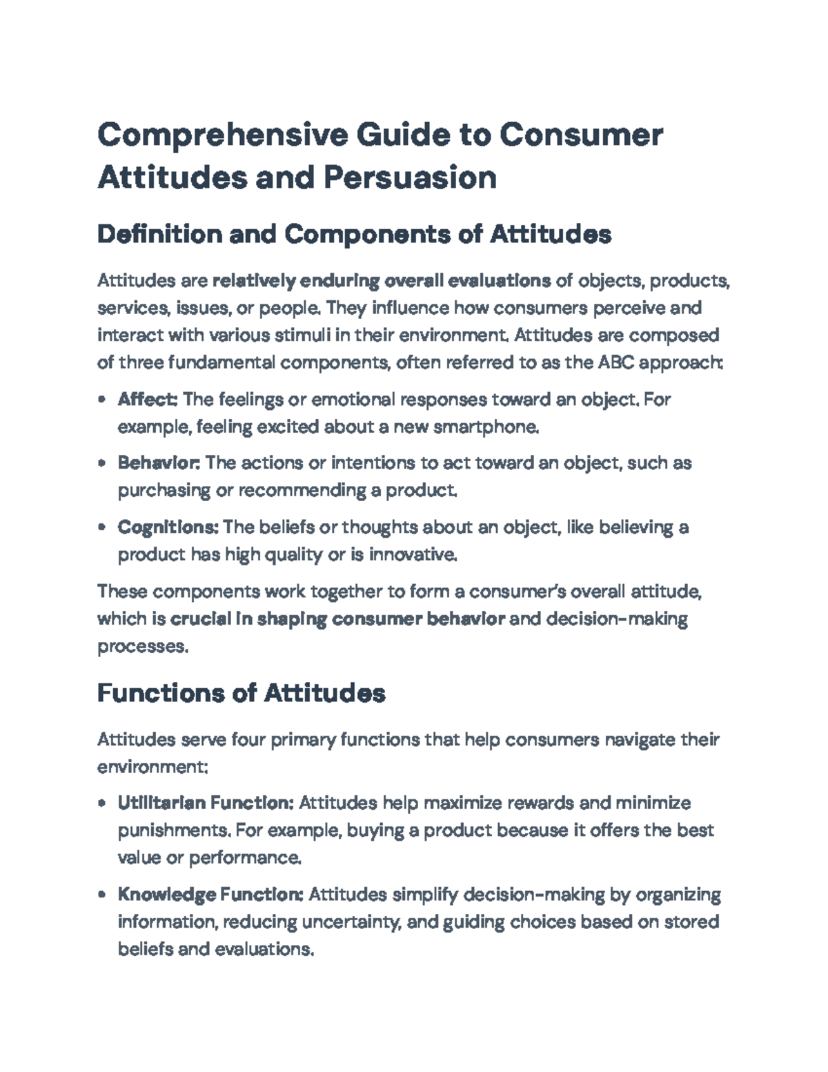 Consumer Attitudes & Persuasion: A Comprehensive Study Guide - Studocu