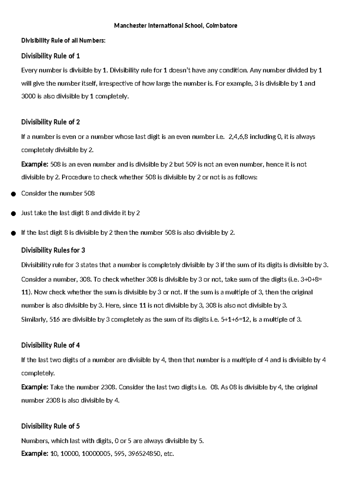 Divisibility Rules for All Numbers: A Comprehensive Guide - Studocu