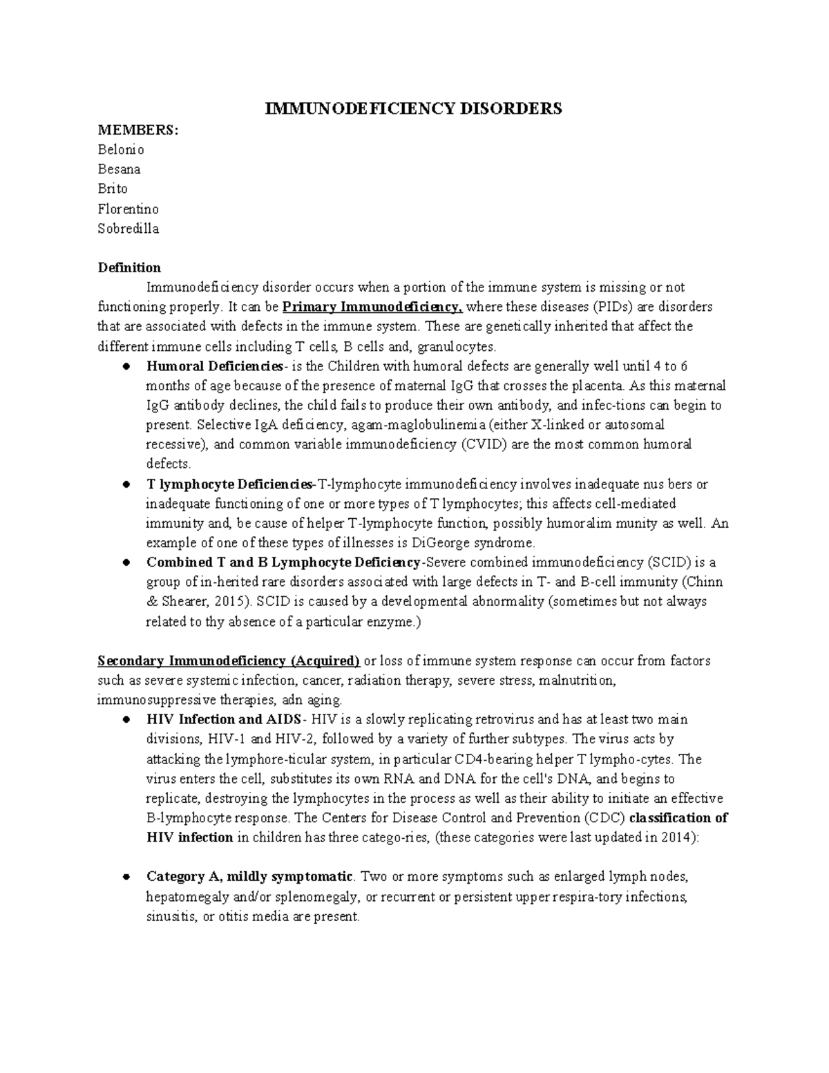 IMMUNODEFICIENCY DISORDERS: Overview and Key Concepts - Studocu