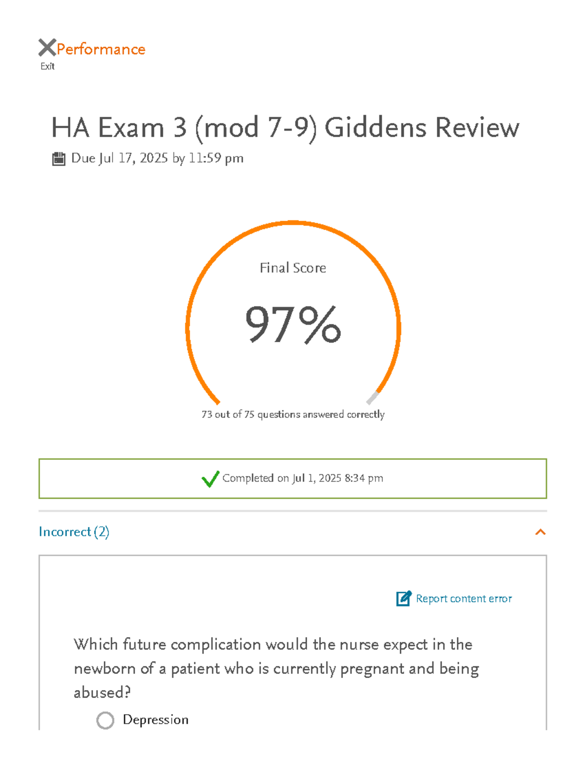 HA Exam 3 (mod 7-9) Giddens Review: Nursing Complications & Assessments ...