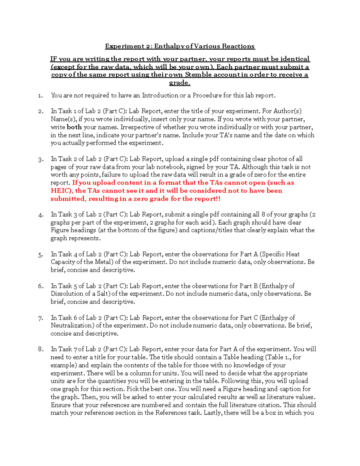 Lab 2: Enthalpy of Reactions - Calculation & Discussion Report - Studocu