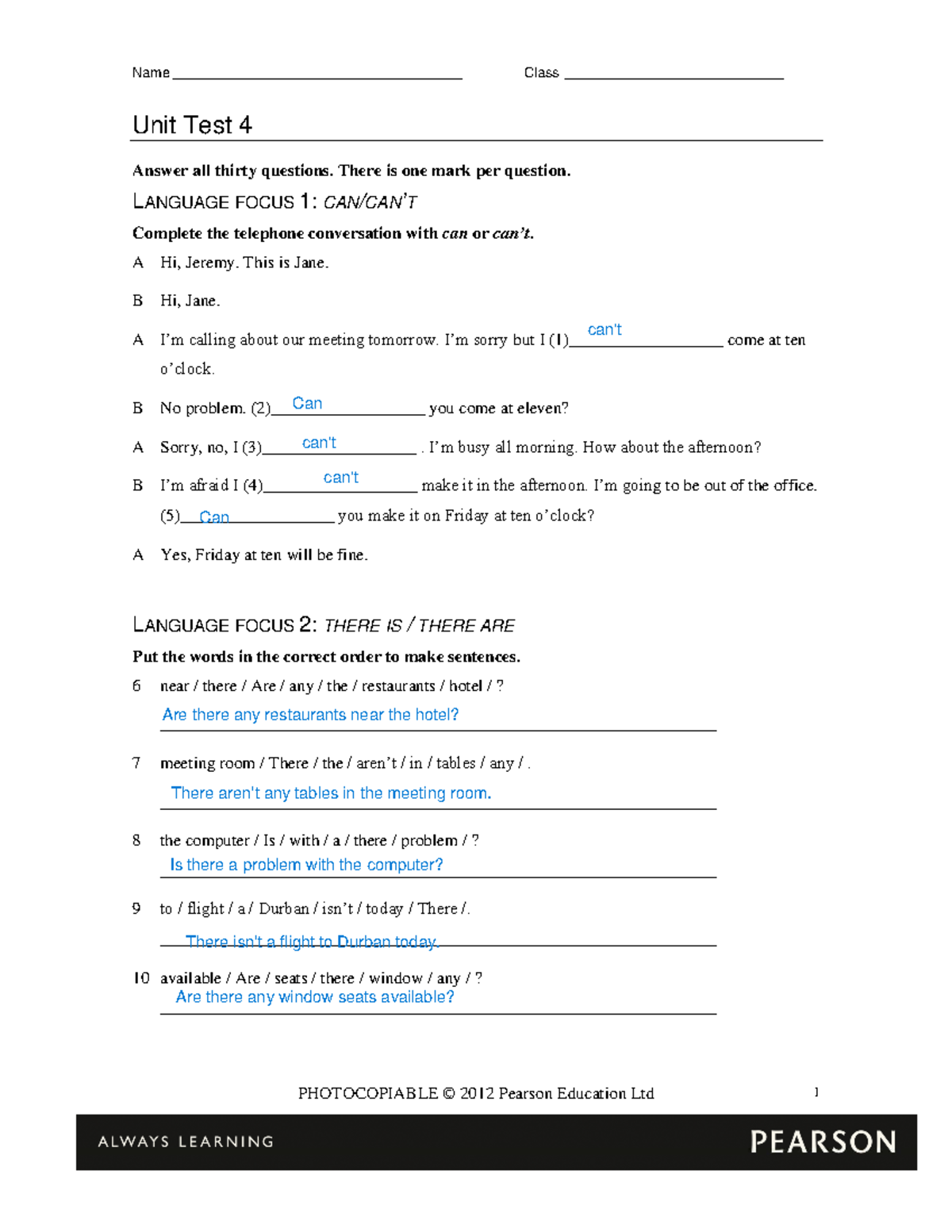Unit Test 4 - Hoja de trabajo - Name ...